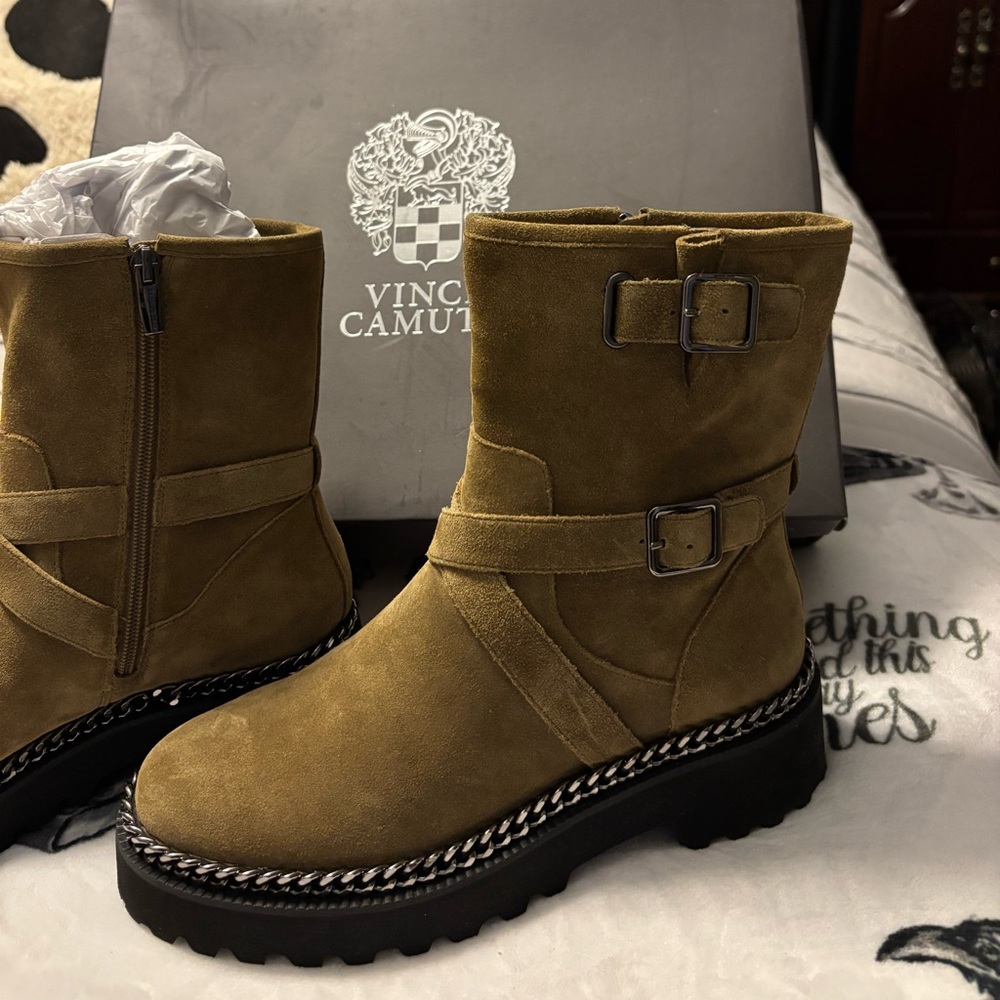 Vince Camuto Women's Brown Suede Combat Boots